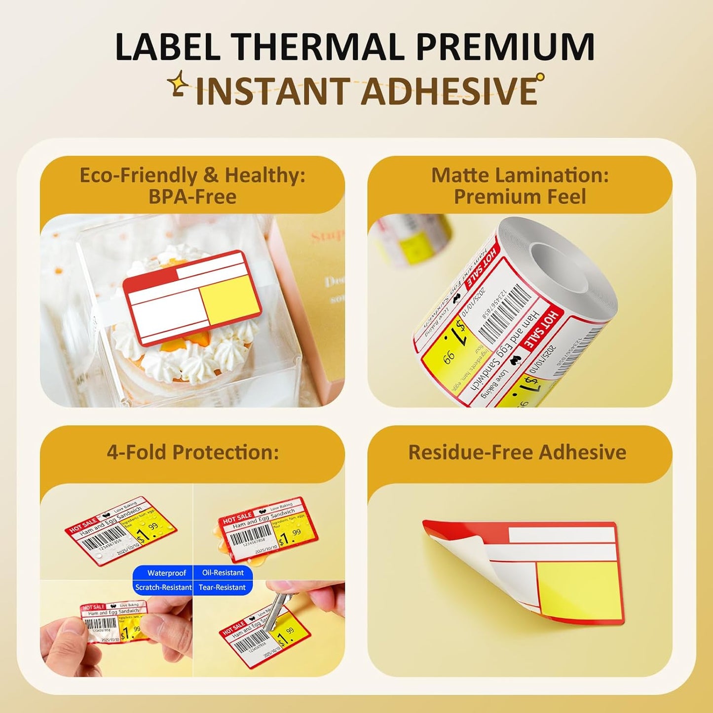 Clabel Printable White Cable Labels 6 Rolls of Thermal Self-Adhesive Paper Labels Tape, 25x78mm (1"x3") 100 Sheets Per Roll, Black Print on White Sticker Tags Durable