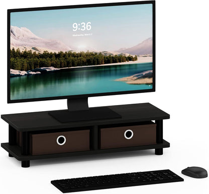 Furinno Turn-N-Tube Corner Monitor Riser Stand with Stainless Steel Tubes, Americano