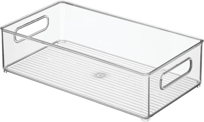 iDesign Stackable Fridge Bin - Storage Bin for Freezer or Pantry, Set of 2, Clear, Made in USA