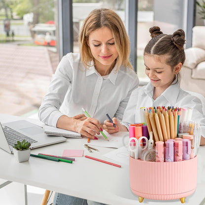Camelmother Pen Holder For Desk With 5 Slots 360°Rotating Pencil Holder Makeup Organiezr Teacher Supplies Office decor (purple)