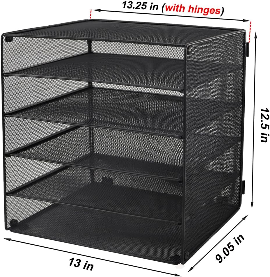 EASEPRES 3 Tier Mesh Desk Organizer Tray, File Paper Letter Folder Holder Desktop Paper Sorter Mail Organization Rack Storage Accessories, for Office Home School Classroom, Black