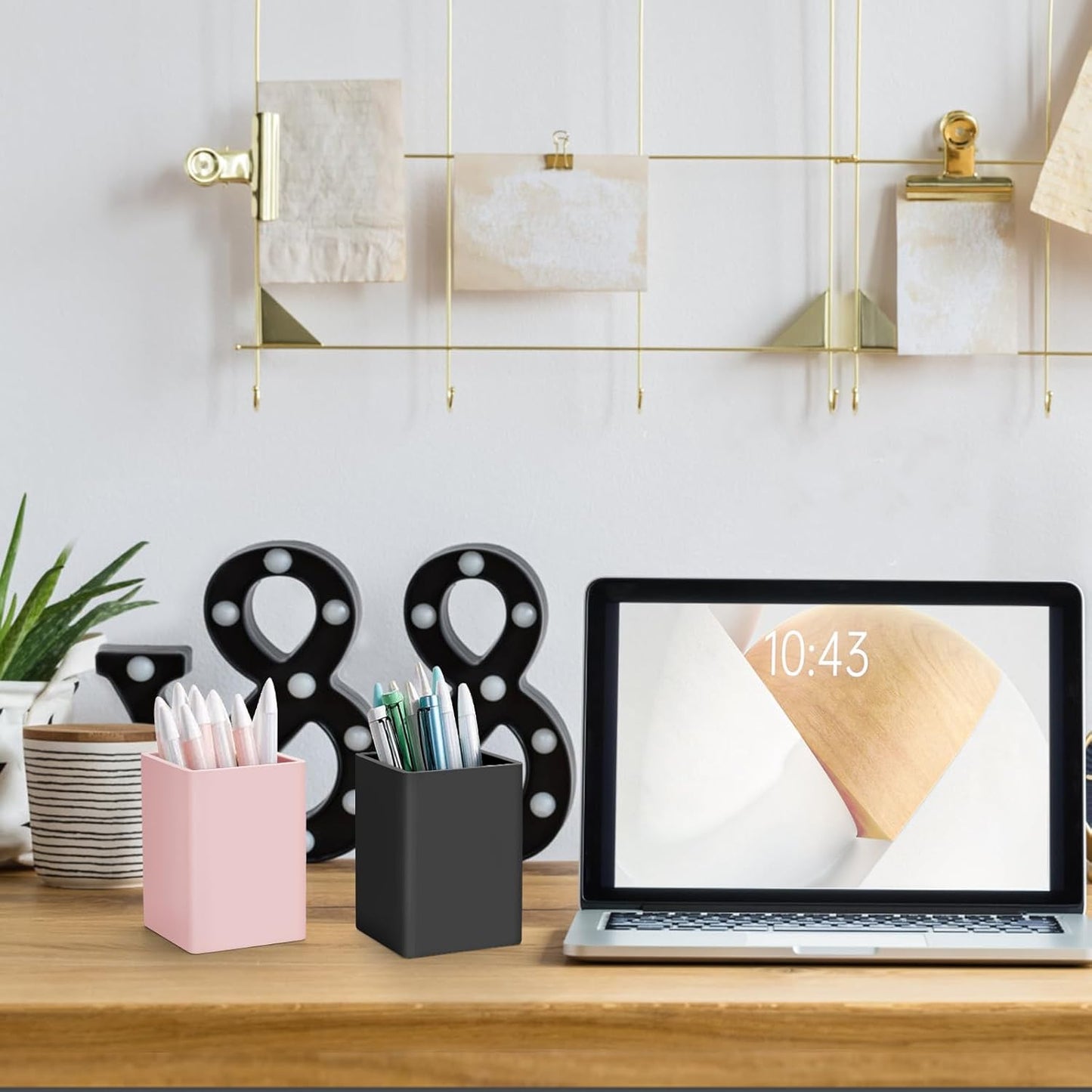 Pen Holder for Desk,Nordic Elegance Square Silicone Pencil Holder Soft Minimalist Desk Pen Cup Stand Waterproof Multifunctional Office Supplies for Home,Kids and School(Grey)