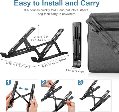 ivoler Laptop Stand, Laptop Holder Riser Computer Tablet Stand, 6 Angles Adjustable Aluminum Ergonomic Foldable Portable Desktop Holder Compatible with 10-15.6” MacBook,iPad, HP, Dell, Lenovo Silver