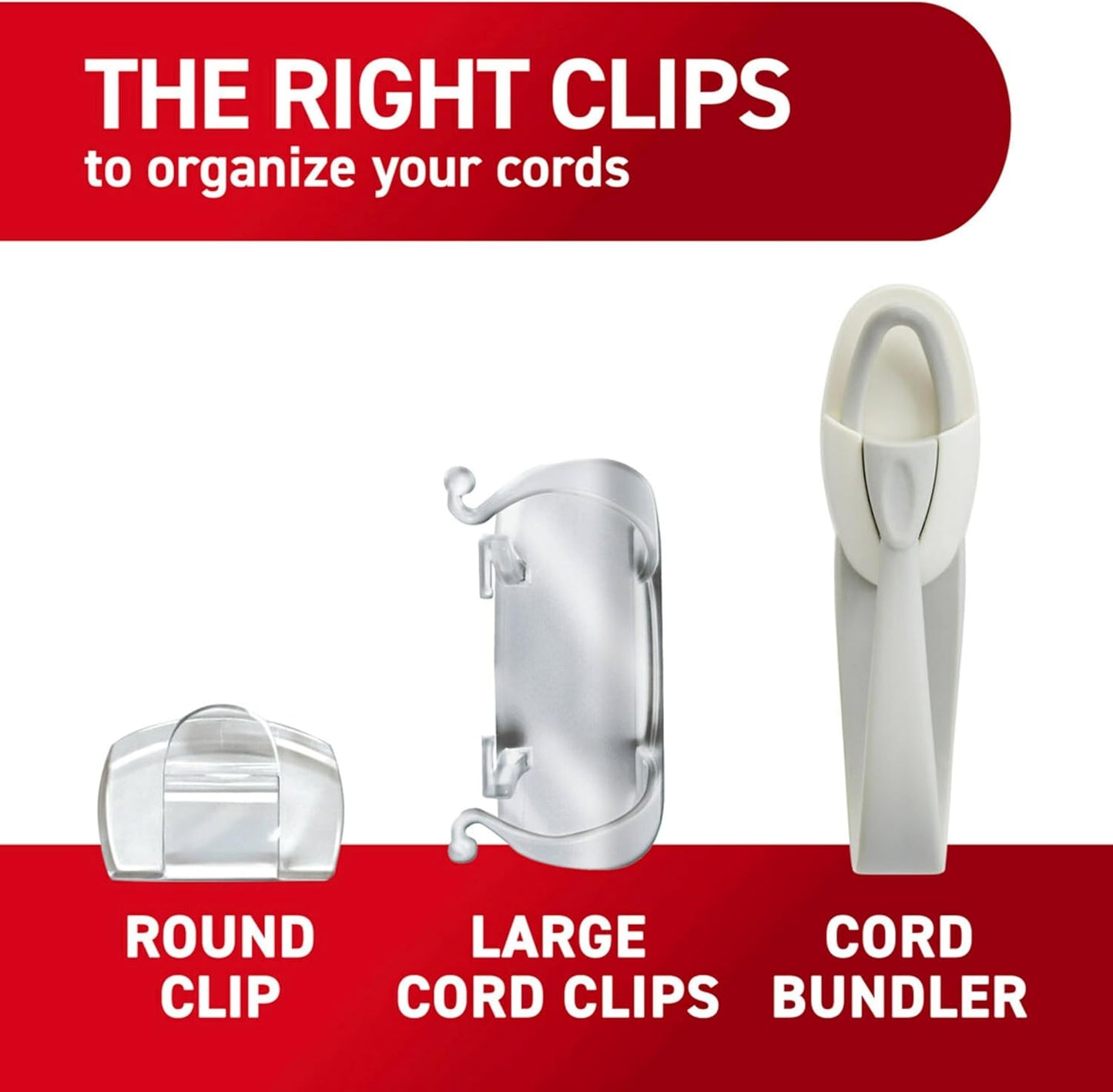 Command Round Cord Clips, Damage-Free Hanging Cable Clips, No Tools Wall Clips for Hanging Electrical Cables of Christmas Decorations, 13 Clear Cord Clips and 16 Command Strips
