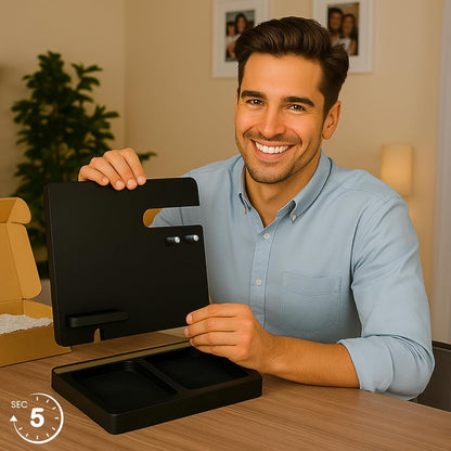 Namore Nightstand Organizer for Men – Wood Phone Docking Station & Bedside Valet Tray Organizer for Wallet, Watch & Keys – Unique Gifts for Men, Husband, Dad