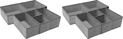 Criusia Foldable Underwear Drawer Organizer, Closet Dividers, Storage Box for Clothes, Socks (6 Bins, Gray)