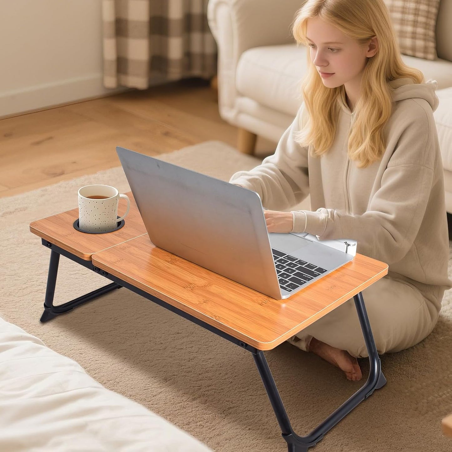 wishacc Book Stand for Reading in Bed, Laptop Stand Adjustable Book Holder Tray with Page Paper Clips Multi Angles Adjustable Cooking Bookstands for Textbook Recipe Magazine Tablet Portable