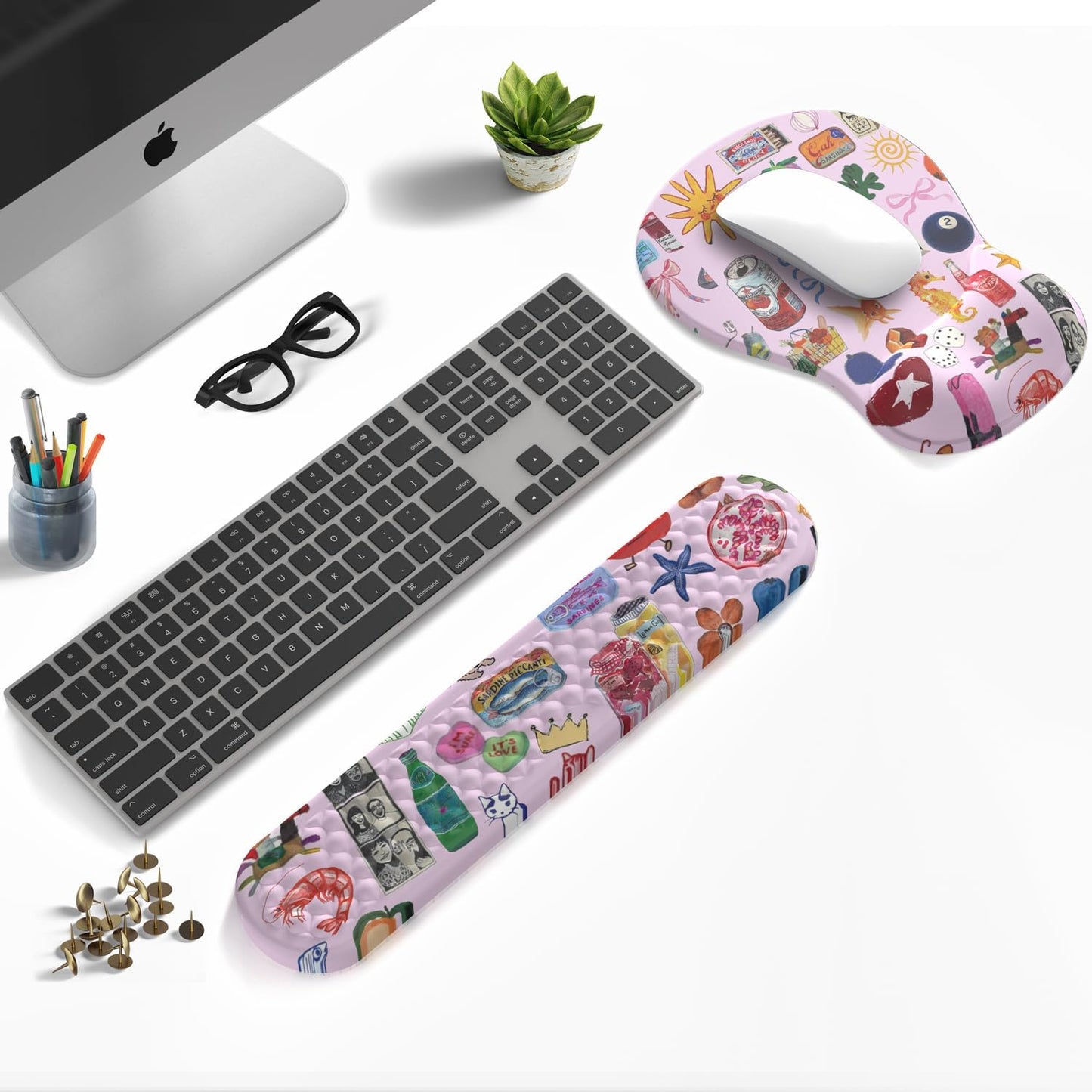 Ghost Book Mousepad with Wrist Rest Halloween Computer Keyboard Mouse Pad Black Cute, Mouse Pad with Wrist Rest for Computer Keyboard, 2 In1 Mousepad with Wrist Support Easy Typing&Relieve Wrist Pai
