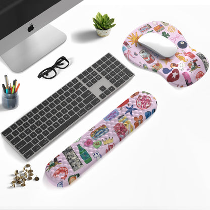 Ghost Book Mousepad with Wrist Rest Halloween Computer Keyboard Mouse Pad Black Cute, Mouse Pad with Wrist Rest for Computer Keyboard, 2 In1 Mousepad with Wrist Support Easy Typing&Relieve Wrist Pai