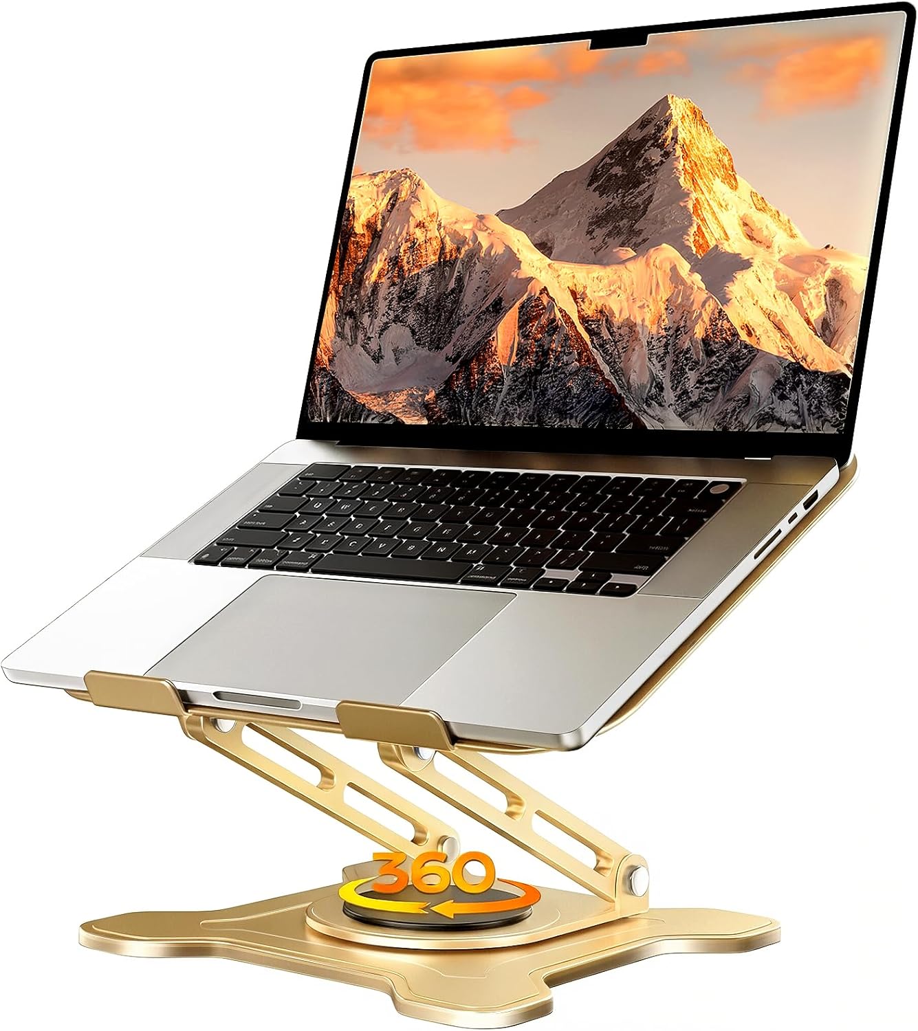 JCZT Adjustable Laptop Stand for Desk, 360° Rotating Base Ergonomic Computer Stand, Laptop Riser Foldable Protable for Office Home Fits Compatible with MacBook Pro/Air Notebook up to 10-16" Black