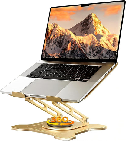 JCZT Adjustable Laptop Stand for Desk, 360° Rotating Base Ergonomic Computer Stand, Laptop Riser Foldable Protable for Office Home Fits Compatible with MacBook Pro/Air Notebook up to 10-16" Black