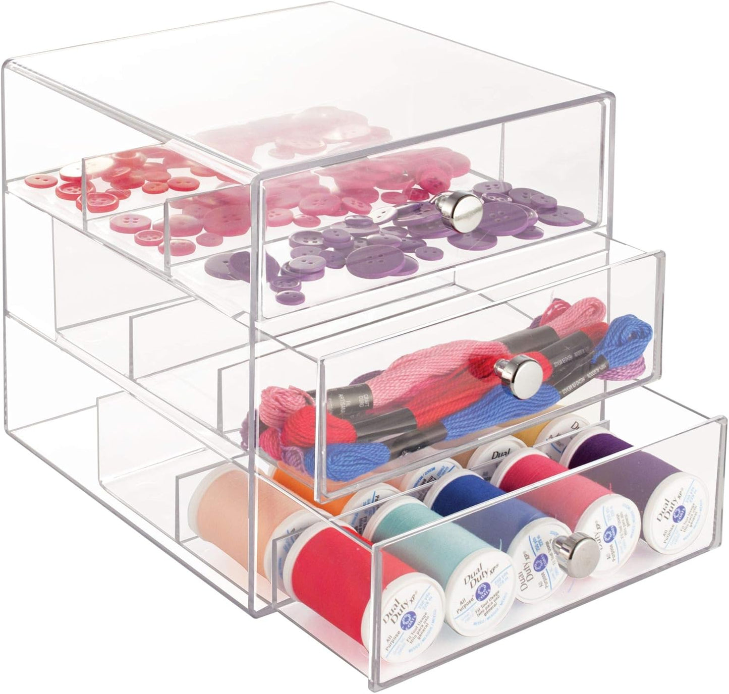 iDesign Divided 3-Drawer Stackable Organizer for Glasses, Sunglasses, and Readers - Black/Clear
