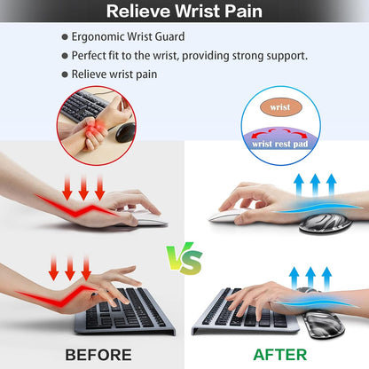 Desk Mat, Large Gaming Mouse Pad with Wrist Rest, 4in1 XXL Mousepad+Keyboard Wrist Rest+Mouse Pad Wrist Support+Cup Coaster Set Ergonomic Floral Computer Desk Arm Wrist for Decor Home Office Women