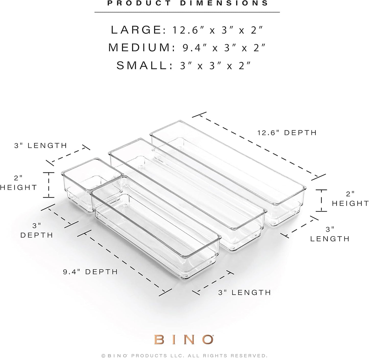 Bino 4-Piece Drawer Bin Set | THE MODULAR | Bathroom & Desk Drawer Organizer Bins - Large
