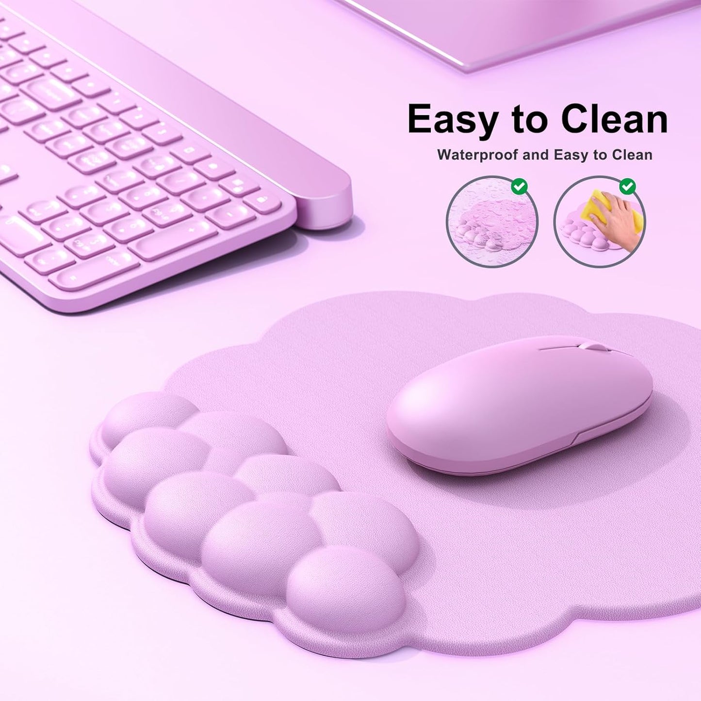 MOKURU Cloud Mouse Pad with Wrist Rest, Cloud Keyboard Wrist Rest, Mouse Pad Wrist Support, Ergonomic Keyboard Mouse Wrist Support White