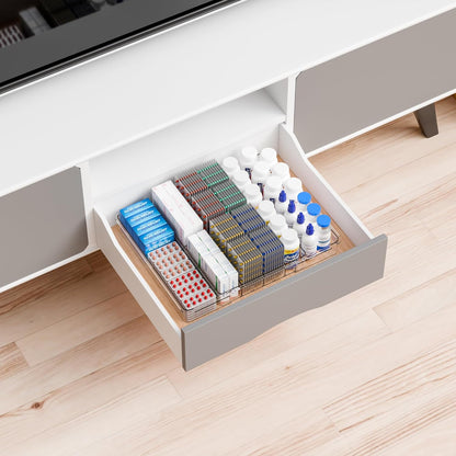 Yieach Large Expandable Desk Drawer Organizer Tray for Office Supplies and Accessories With 12 Adjustable Compartments,Office Drawer Organizers for Pencil,Pen and Kitchen Junk Drawer Organizer,Clear