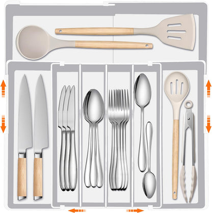 Spaclear Silverware Organizer - Expandable Kitchen Drawer Organizer, Utensil Drawer Organizer, Adjustable Plastic Flatware and Cutlery Holder, Kitchen Organizers Storage for Forks Knives, Black