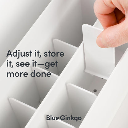 BLUE GINKGO Desk Holder – Korean-Made Office Organizer for Pencils, Pens, Notes, and Desk Supplies (White)