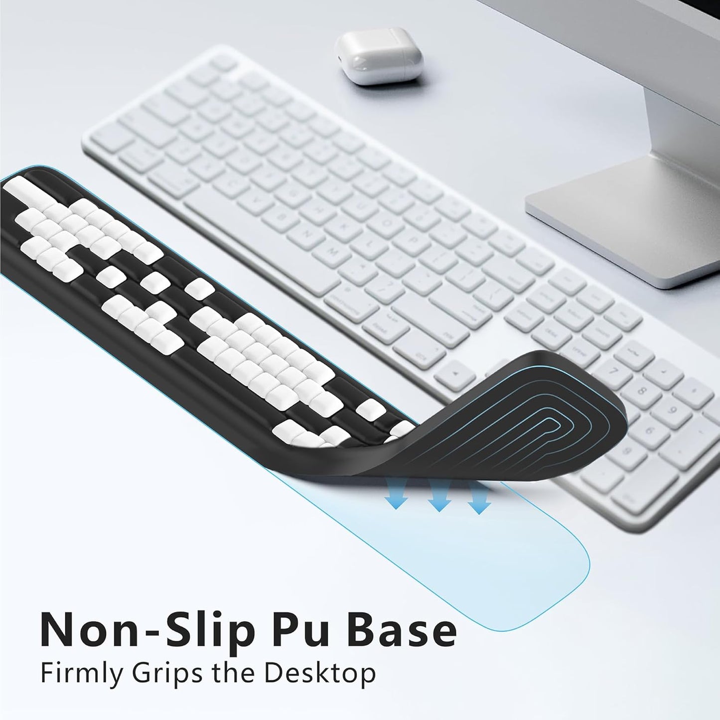MEKASS Keyboard Wrist Rest, Ergonomic Wrist Pad, Soft Memory Foam Keyboard Hand Rest with Non-Slip Base, Easy Typing, Pain Relief, Comfort Support for Office Work Gaming Computer Accessories (Black)