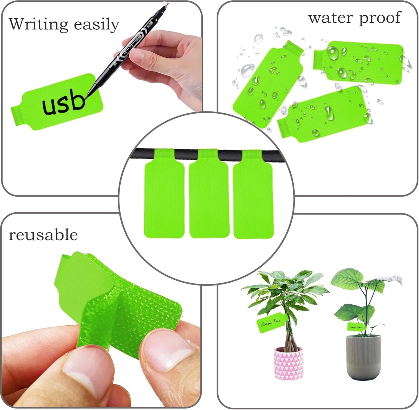 60 Pieces Cable Labels & Reusable Hook and Loop Fastening Ties Set - 30 Pieces Cord or Wire Labels & 30 Pieces Labels for Electronic Cords, Home & Office Cord Management