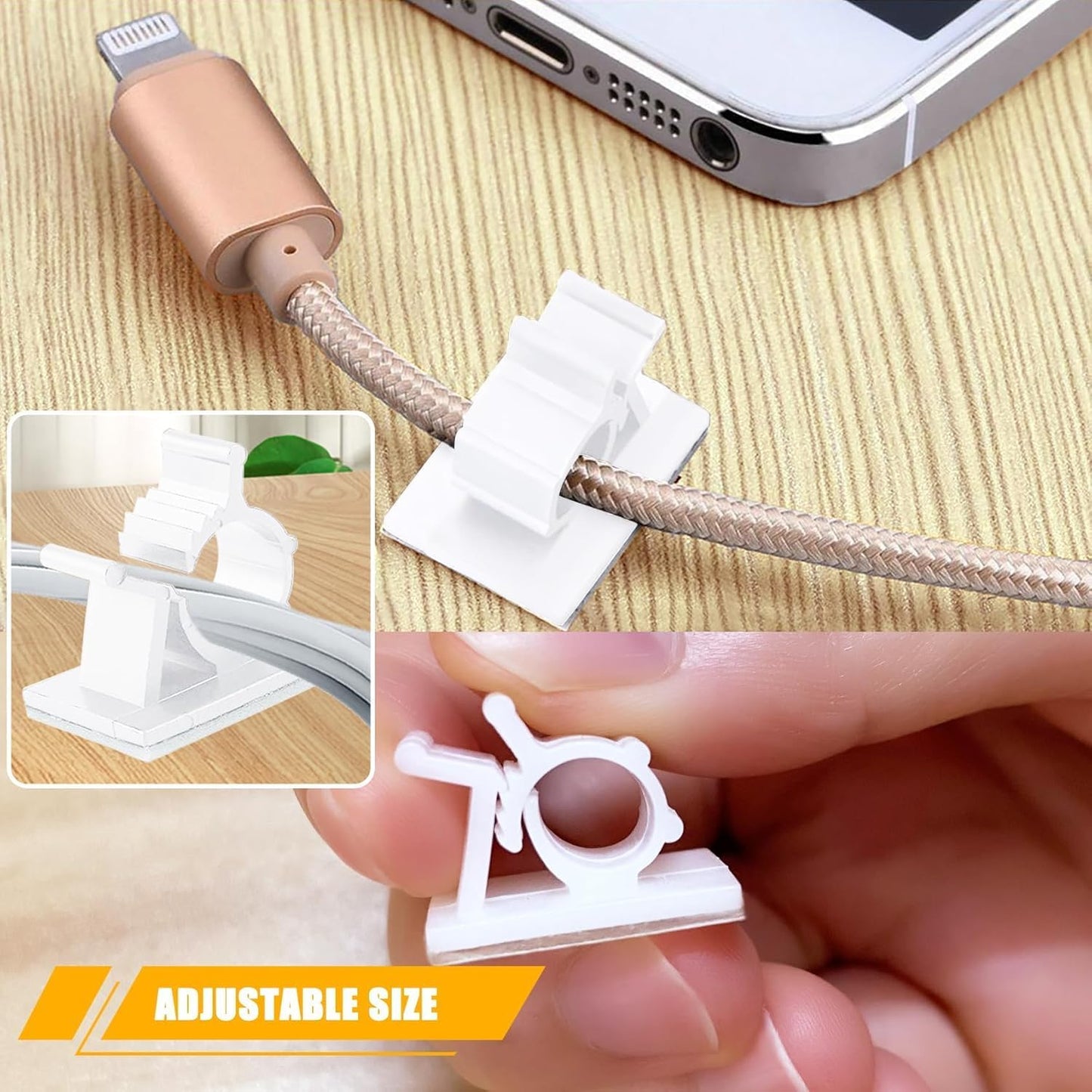 Viaky 30 Pcs Black Clips Self Adhesive Backed Nylon Wire Adjustable Cable Clips Adhesive Cable Management Drop Wire Holder