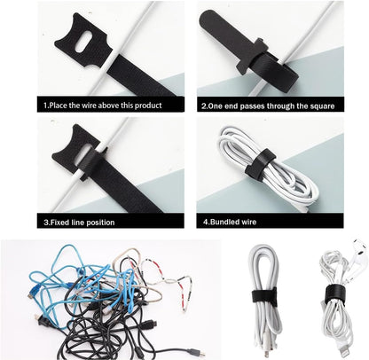 60 Pieces Cable Labels & Reusable Hook and Loop Fastening Ties Set - 30 Pieces Cord or Wire Labels & 30 Pieces Labels for Electronic Cords, Home & Office Cord Management