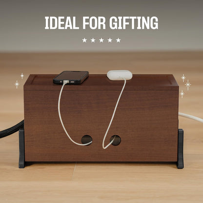 Extra Large Cable Management Box, Wood Cord Hider Box & Organizer for Power Strip, TV Wires & Desk Cable Storage