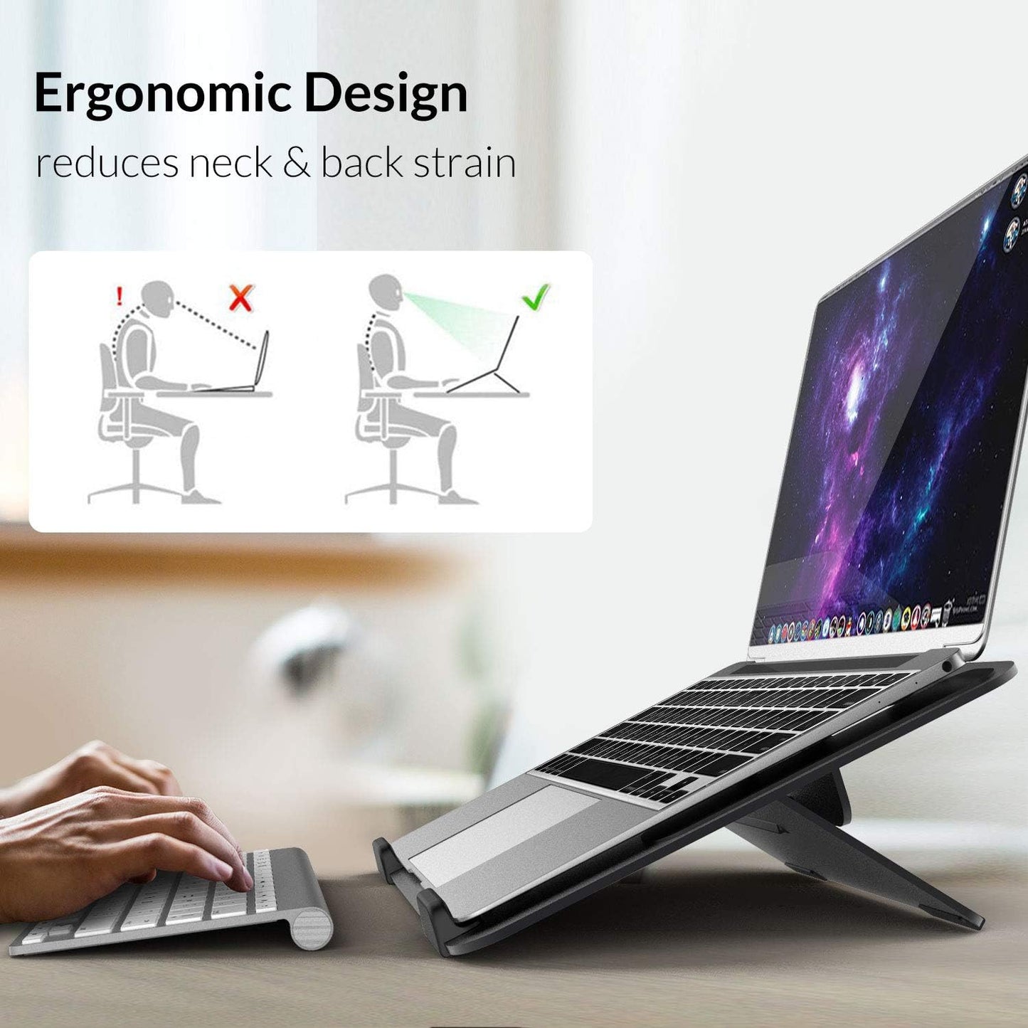 Avantree YS104 – Adjustable Aluminum Laptop Cooling Stand for Desk, Portable Holder for iPad, Tablet & Book, Foldable Ergonomic Riser Compatible with 9.7–16” Laptops including MacBook, Dell, HP & More