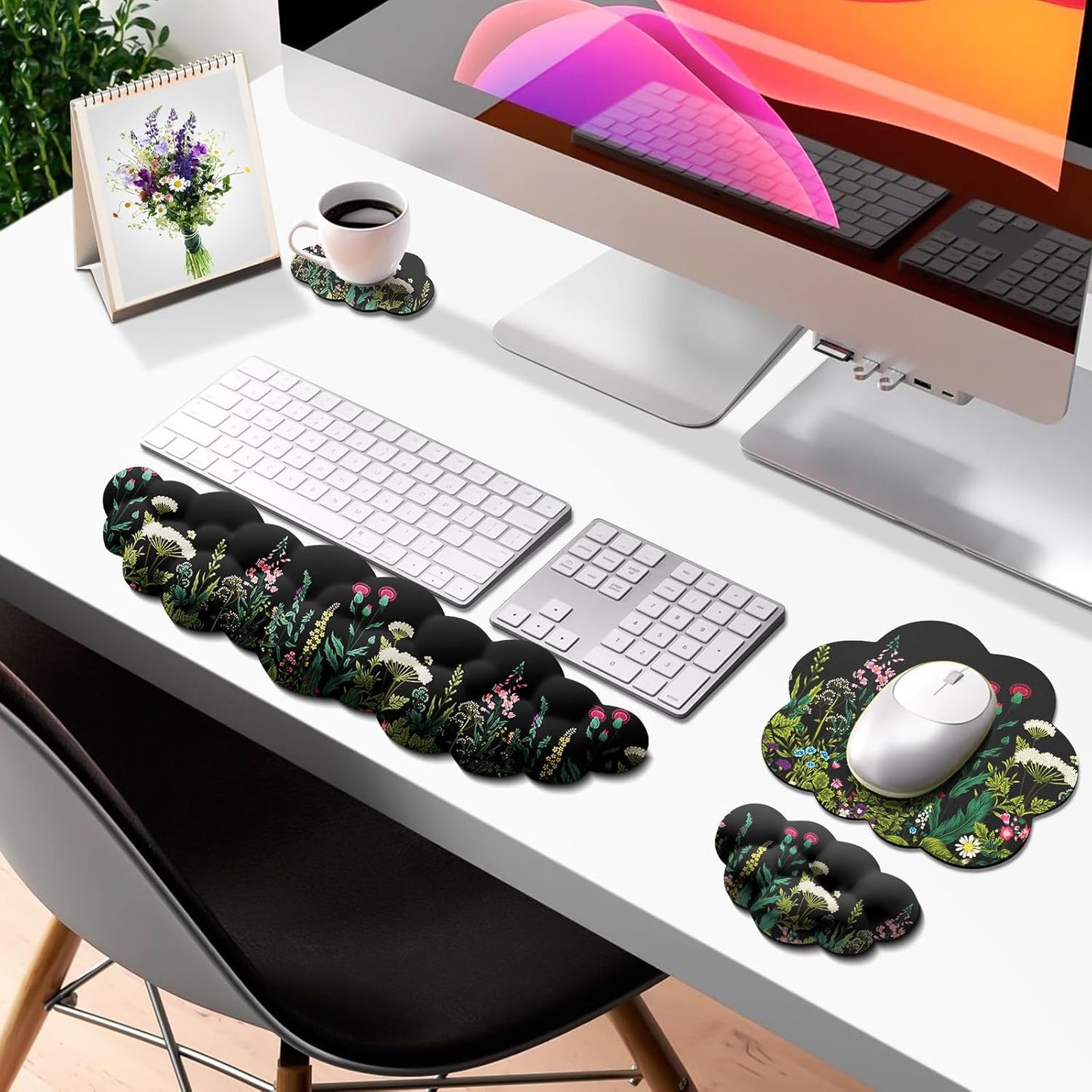 JIKIOU Upgrade Leather Cloud Keyboard Wrist Rest, Cloud Wrist Rest with Non-Slip PU Base, Comfortable Memory Foam Wrist Rest for Computer Laptop Mac Gaming Office and Pain Relief Christmas Wish Gift