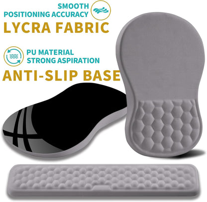 Hokafenle 2 in 1 Ergonomic Mouse Pad Wrist Support & Wrist Rest for Computer Keyboard Set, with Relieve Carpal Tunnel Pain Massage Bulge and Full Memory Gel Design (2In1 Set, Light Green)
