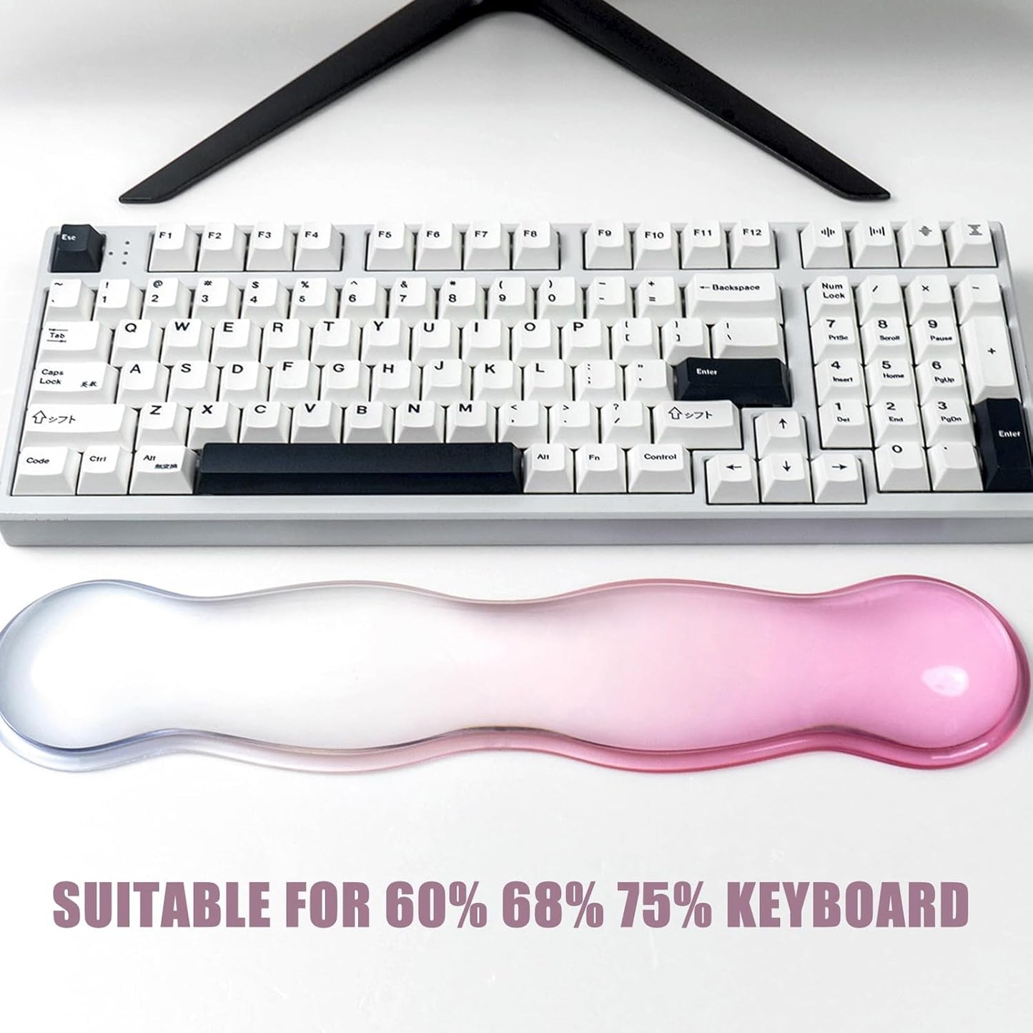 Ergonomic Gel Keyboard and Mouse Wrist Rest Set – Clear Wrist Rest for Computer Keyboard 60%/68%/75%, Comfort & Support for Typing and Gaming (Grey Purple)