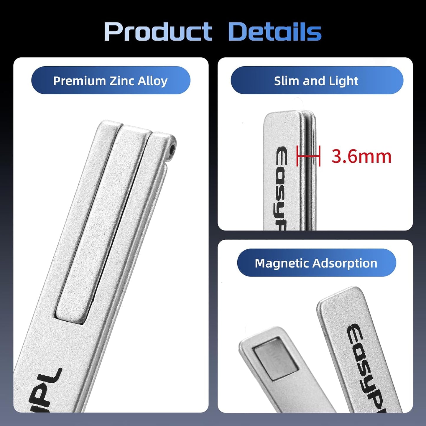 2 Pack Cell Phone Kickstand, Vertical and Horizontal Metal Phone Stand for Desk, Black + Silver, Adjustable Angle, Phone Holder for iPhone 16/Plus/Pro/Pro Max, iPhone 15/14/13/12 Samsung Series