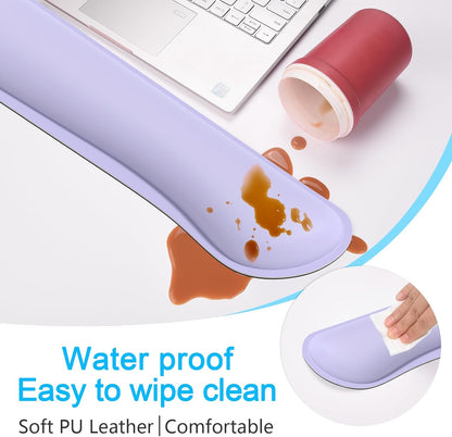 Dapesuom Keyboard Wrist Rest Set, Cute PU Leather Wrist Cushion for Computer Keyboard and Mousepad, Memory Foam Mouse Pad Rests Support with Non-Slip Base for Typing Pain Relief Laptop, Colonial White