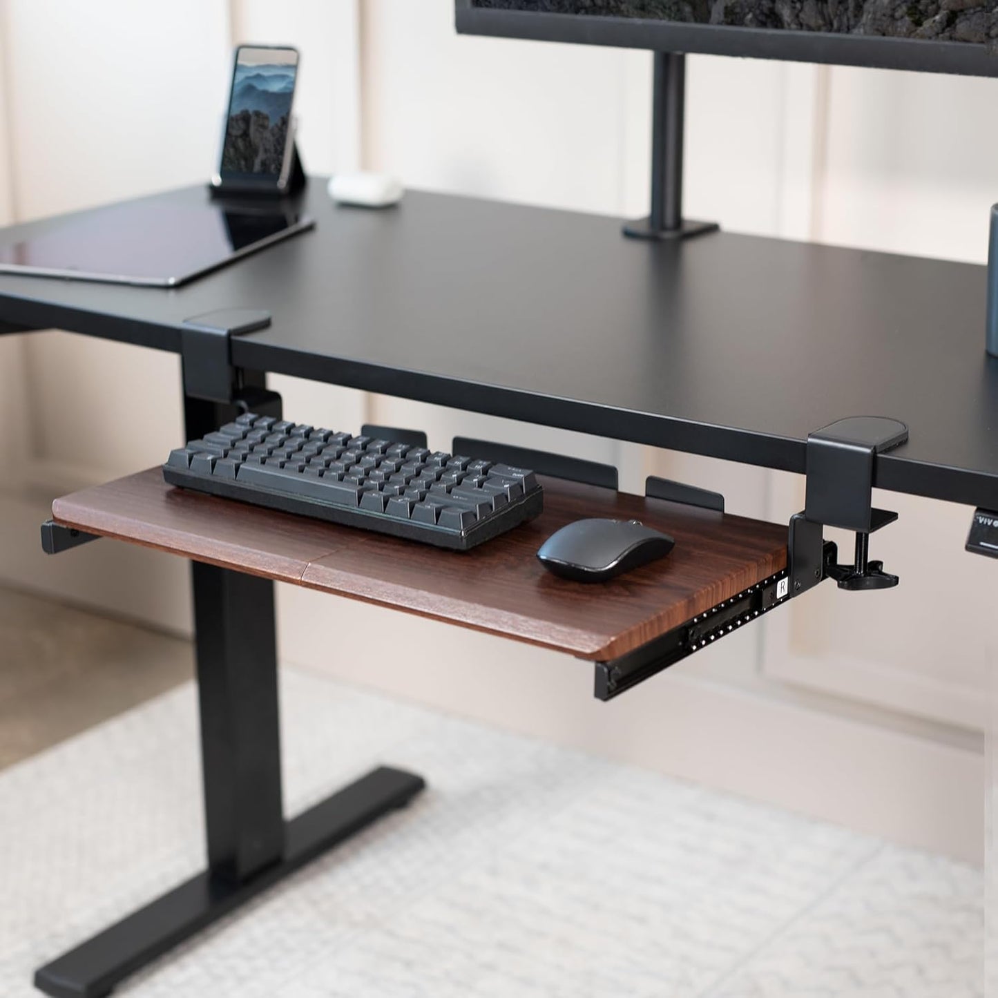 VIVO Large Clamp-on Computer Keyboard and Mouse Under Desk Slider Tray, 27 x 11 inch Pull Out Platform Drawer, White, MOUNT-KB05W