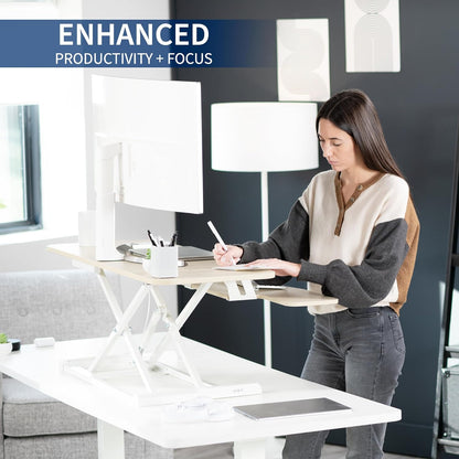 VIVO 26 inch Desk Converter, K Series, Height Adjustable Sit to Stand Riser, Dual Monitor and Laptop Workstation with Keyboard Tray, Black, DESK-V026KB