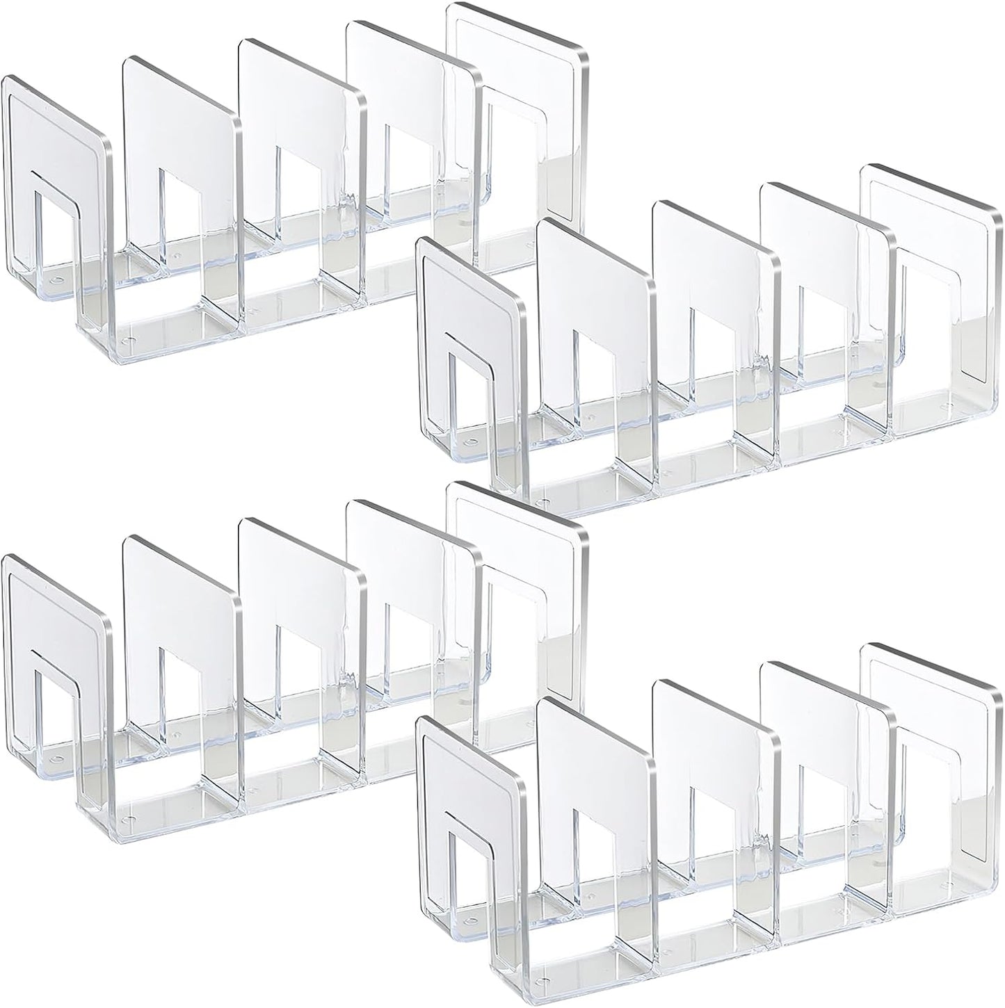 SAYEEC Acrylic File Holder, Clear File Sorter Desk File Organizer, Sturdy Desktop File Folder Organizer Rack for Envelopes Mail Letter Paper Notebook Electronics Office Supplies (4 Sections, 2 Pack)