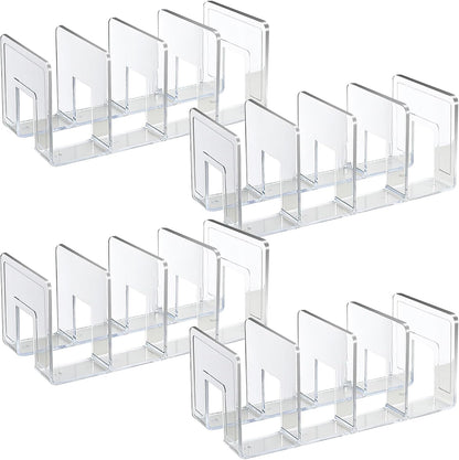 SAYEEC Acrylic File Holder, Clear File Sorter Desk File Organizer, Sturdy Desktop File Folder Organizer Rack for Envelopes Mail Letter Paper Notebook Electronics Office Supplies (4 Sections, 2 Pack)
