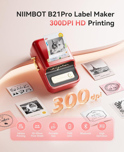 NIIMBOT B21 Pro Label Maker, 300DPI HD Label Printer, Ideal for Notes,Photos, Study Graphics, Memo Maker,50x30mm Label(Black)