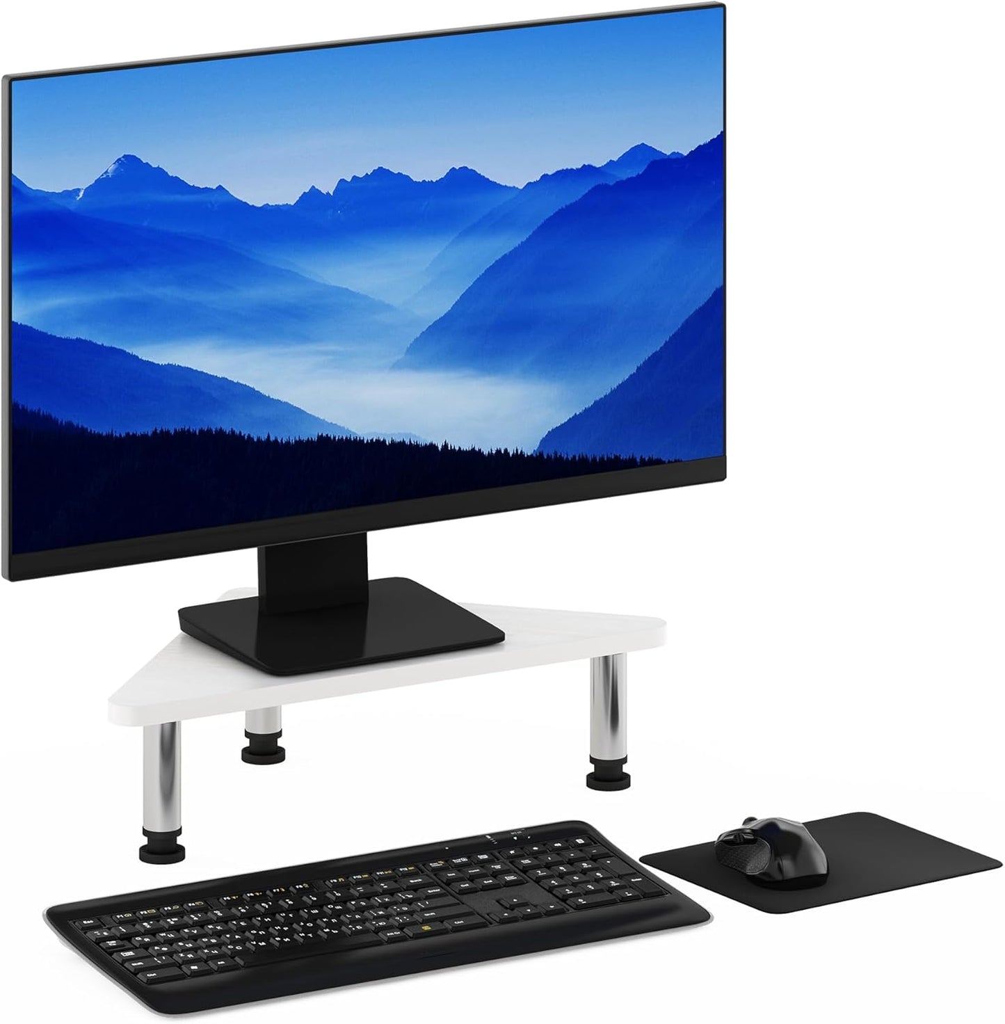 Furinno Turn-N-Tube Corner Monitor Riser Stand with Stainless Steel Tubes, Americano