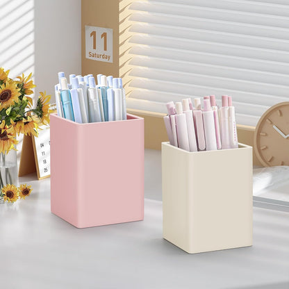 Pen Holder for Desk,Nordic Elegance Square Silicone Pencil Holder Soft Minimalist Desk Pen Cup Stand Waterproof Multifunctional Office Supplies for Home,Kids and School(Grey)