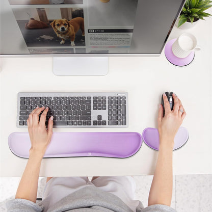 Gimars Upgrade Enlarge Silky and Superfine Fabric Gel Memory Foam Keyboard Wrist Rest Set, Ergonomic Keyboard Mouse Wrist Support for Typing Pain Relief, Comfort for Office, Gaming, Computer