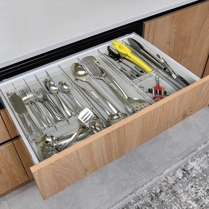 Glad Drawer Organizer Bin, 15x9 - Divided Clear Plastic Storage Tray for Junk Drawers, Kitchen Utensils, Bathroom Vanity, and Organizing Pantry - BPA Free, Food Safe, Non Slip