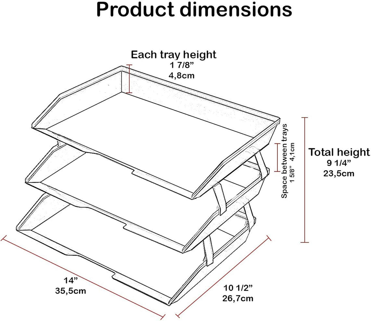 Acrimet 3 Tier Paper Letter Tray Side Load Letter Size, Office Desk File Document Organizer Plastic (Clear Crystal Color)