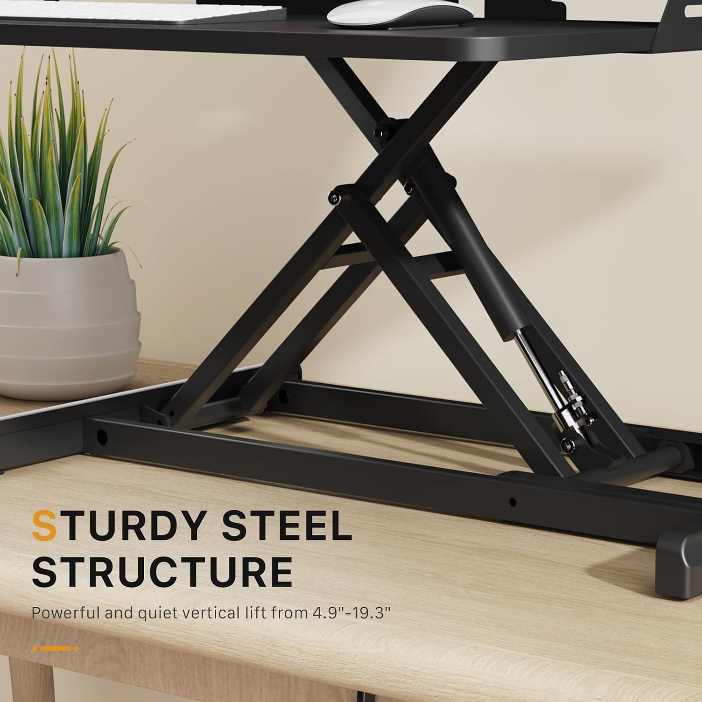 JOY worker Standing Desk Converter, 32" Wide Height Adjustable Sit Stand Up Desk Riser with Keyboard Tray, Desktop Workstation Riser for Home Office Computer Laptop, Particle Board, White