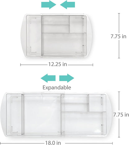 BINO | 7-Section Expandable Plastic Drawer Organizer | Makeup Storage | Space-Saving Makeup Storage | BPA - Free Material | Home Essential | Bathroom Vanity Organizer | Cosmetic