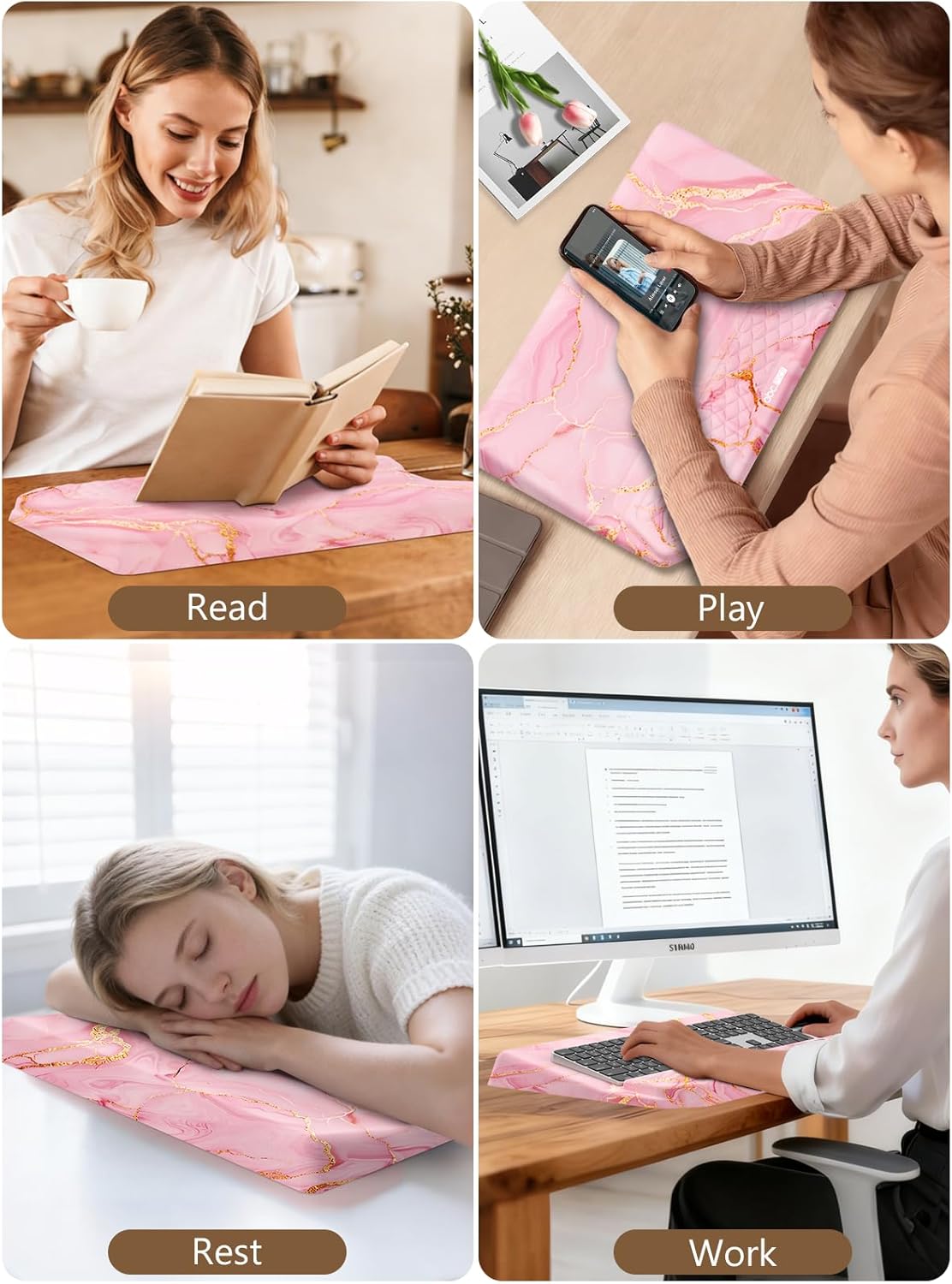 2-in-1 Ergonomic Keyboard Stand with Wrist Rest, Comfy Keyboard Riser Holder with Massage Design, Black