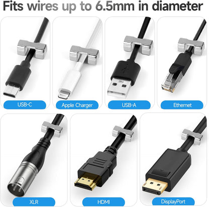 10 Pack Magnetic Cord Organizer Holder, Cable Clips - Strong Magnet Wire Management for Desk, Under Desk, Nightstand, Office, Car, Kitchen, Adjustable