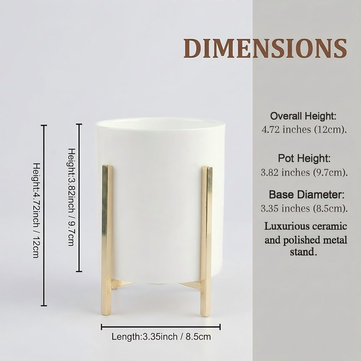 4.72" Gold Pen Holder Aesthetic Pencil Holder for Desk, Gold Desk Organizers and Accessories for Women Girls, Ceramic Pen Holder for Office
