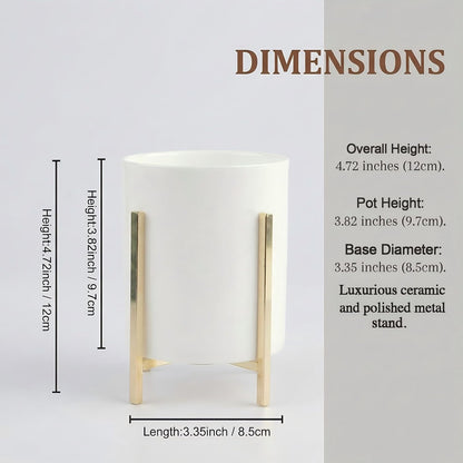 4.72" Gold Pen Holder Aesthetic Pencil Holder for Desk, Gold Desk Organizers and Accessories for Women Girls, Ceramic Pen Holder for Office