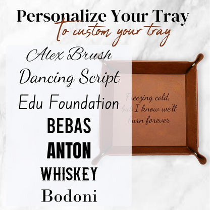 Personalized Valet Trays, Custom Engraved Leather Keys Tray for Men - Catchall Tray Organizer for Entryway Table, Unique Dad Birthday Gift from Daughter Son, Father Day (Custom Text)